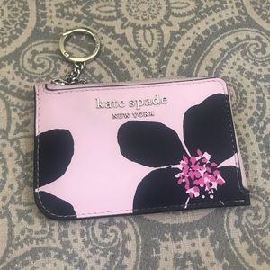 Kate Spade Pink and Black Floral Card Case